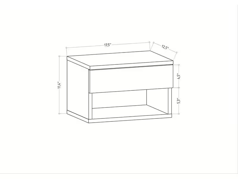 Woody Fashion Nachttisch Jamot 44.6 x 29 x 31.9 cm, Anthrazit