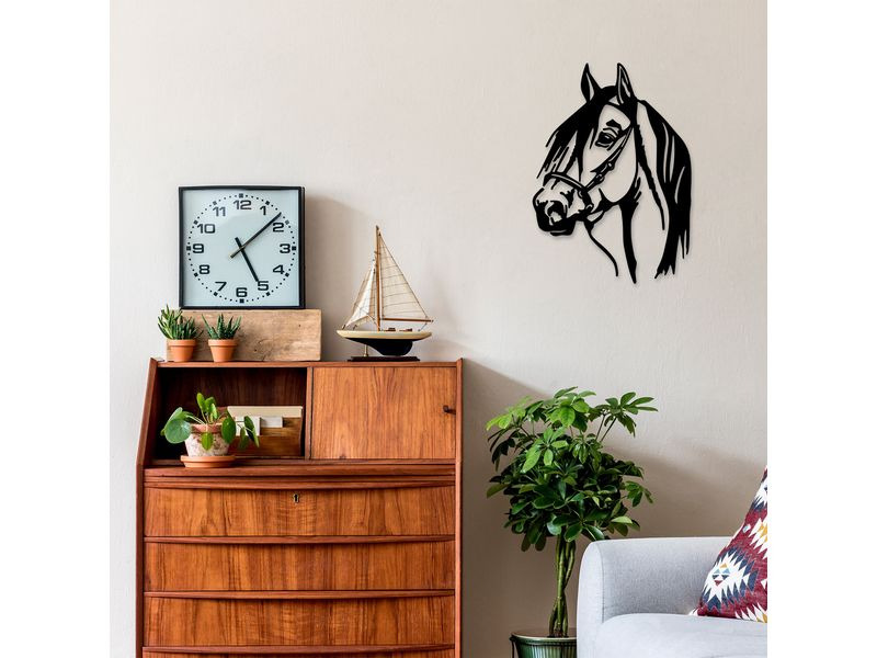 Wallxpert Wanddekoration Horse 40 x 55 cm, Metall