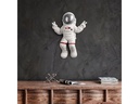 Wallxpert Wanddekoration Astronaut 35 x 48 cm, Silber/Weiss