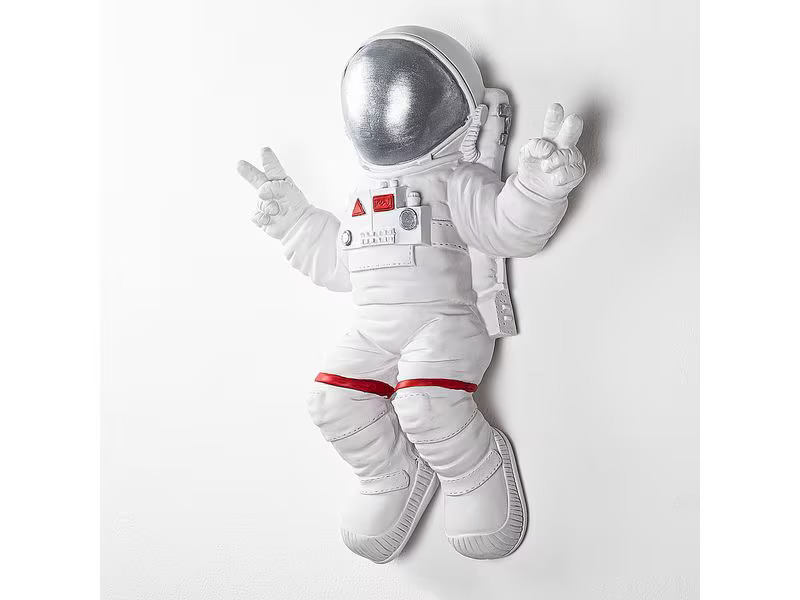 Wallxpert Wanddekoration Astronaut 35 x 48 cm, Silber/Weiss