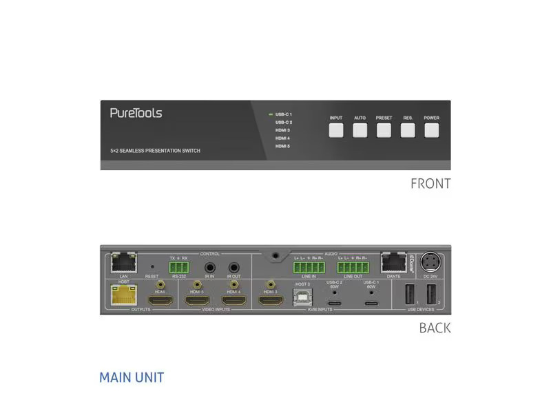 PureTools Switcher PT-PSW-52KVM 4K (60 Hz 4:4:4)