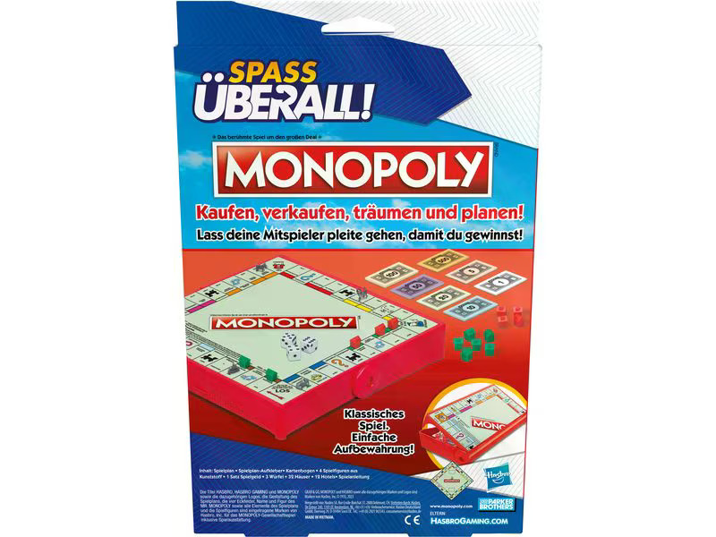 Hasbro Gaming Familienspiel Monopoly Kompakt -DE-