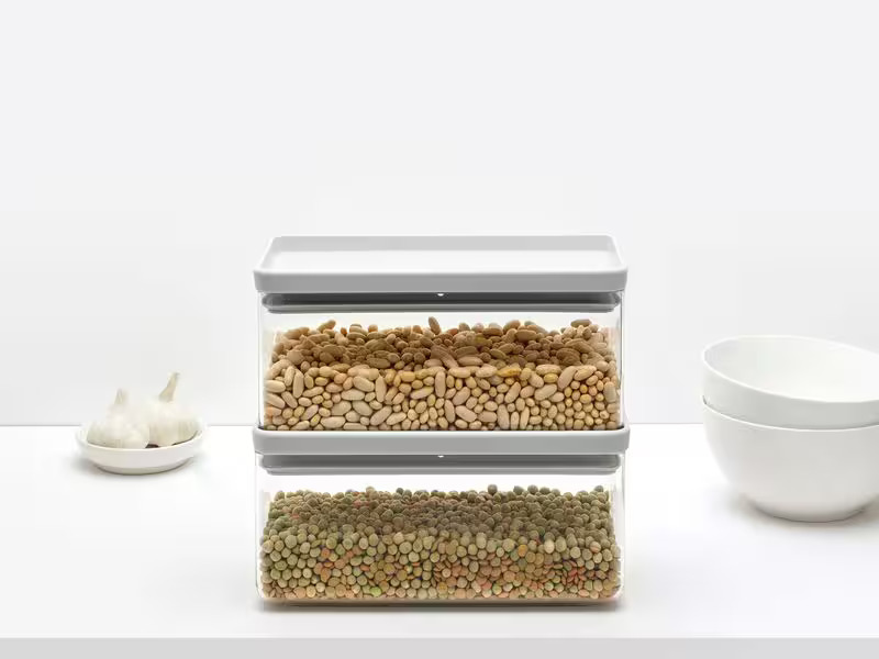 Brabantia Vorratsdose Tasty+ 1.5 l, Hellgrau/Transparent