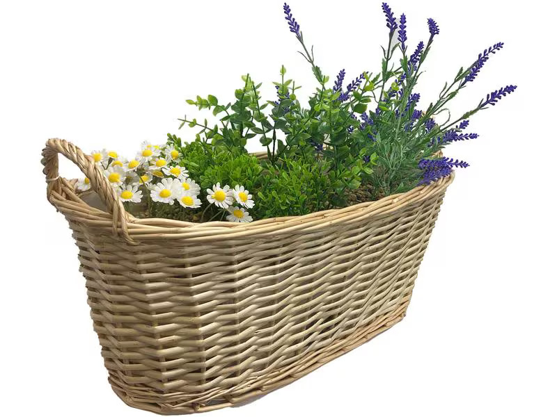 Dameco Kunstblume Lavendel und Kamille im Korb, 40 x 54 x 24 cm