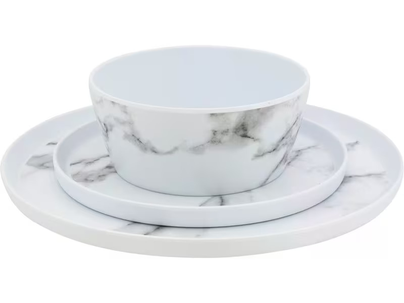 Eurotrail Outdoor-Geschirrset Marble Weiss