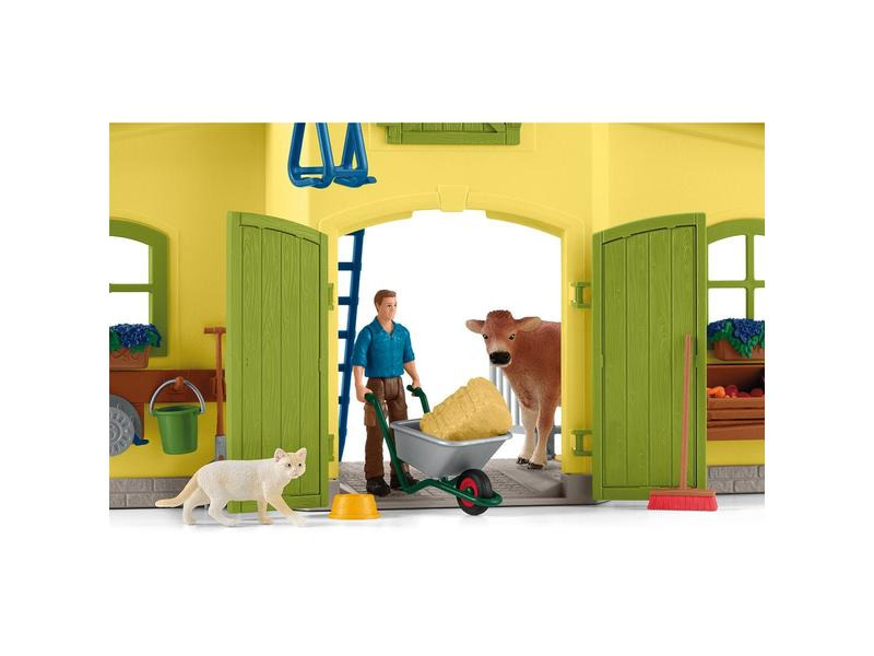Schleich Spielfigurenset Farm World Stall mit Tieren und Zubehör