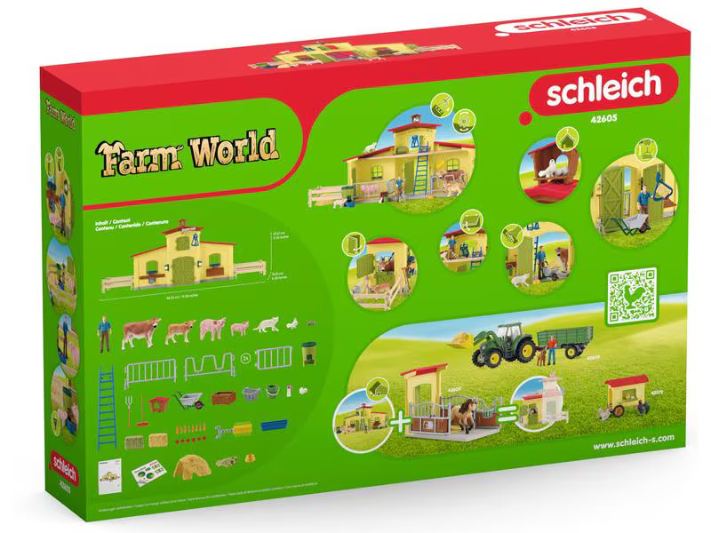 Schleich Spielfigurenset Farm World Stall mit Tieren und Zubehör
