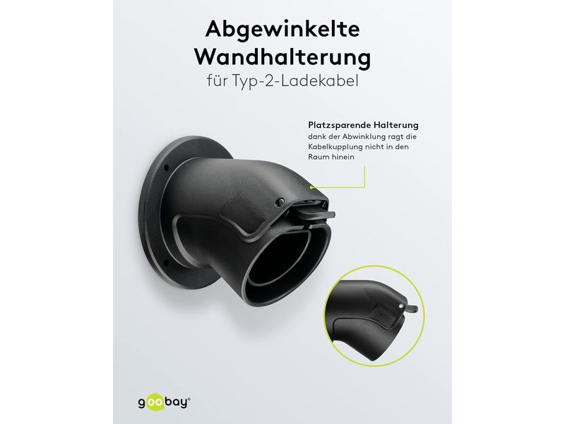 Goobay Wandhalterung abgewinkelt für Ladekabel Typ-2