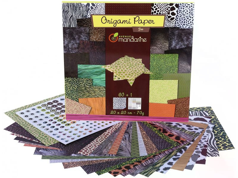 Avenue Mandarine Faltblätter Origami Papier Zoo 60 Blatt, 20 x 20 cm