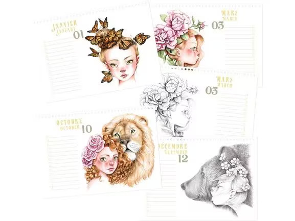 Avenue Mandarine Dauerkalender Wild A4, 24 Blatt