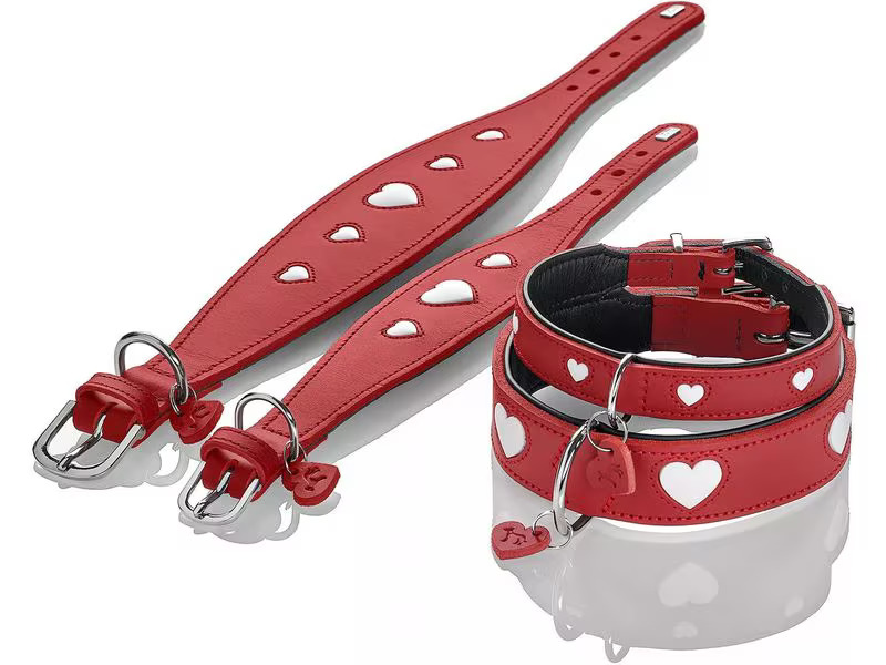 Hunter Halsband Windhund Love 37/XS-S, Rot/Schwarz