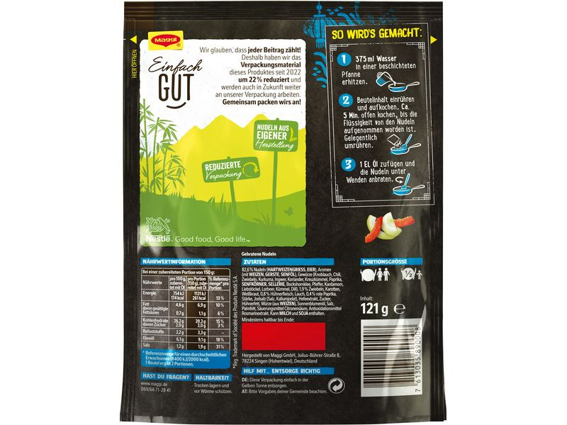 Maggi Fertiggericht Gebratene Nudeln Huhn 121 g