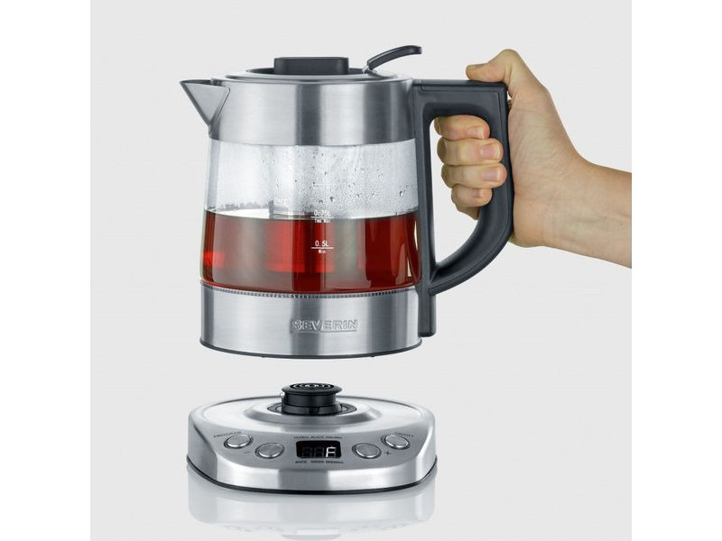 Severin Wasserkocher Delux Mini WK 3473 1 l, Silber/Transparent