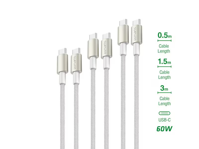 4smarts USB-Kabel 3er Set 0.5m+1.5m+3m USB C - USB C