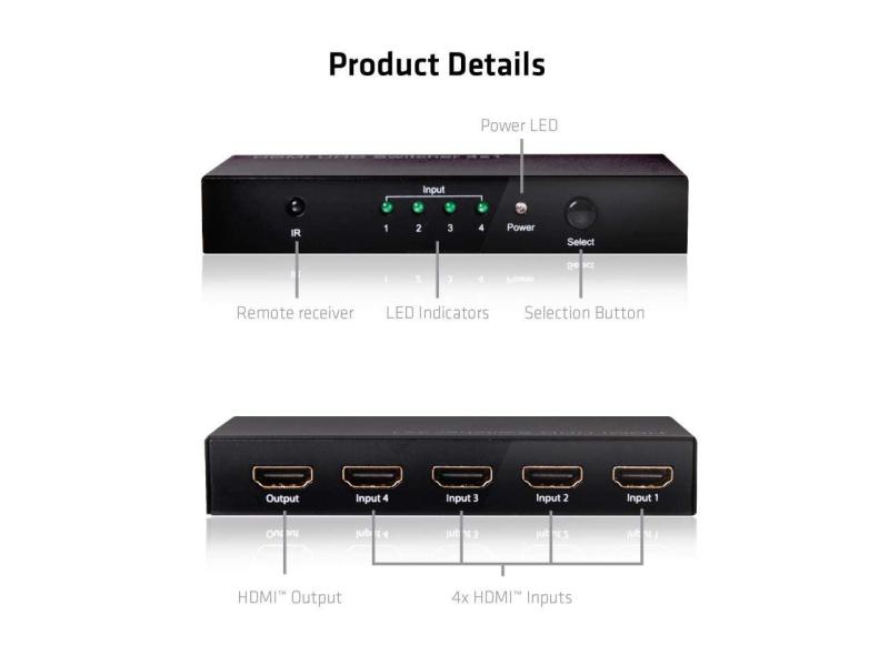 Club 3D Switchbox HDMI 2.0 UHD, 4 Port