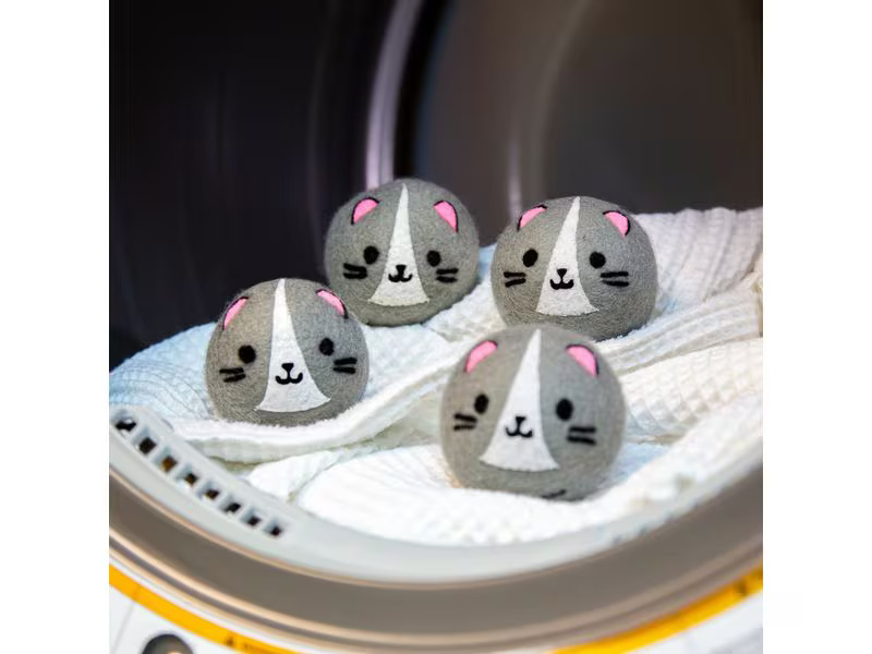 Kikkerland Multifunktionsbälle Katze 4 Stück, Grau