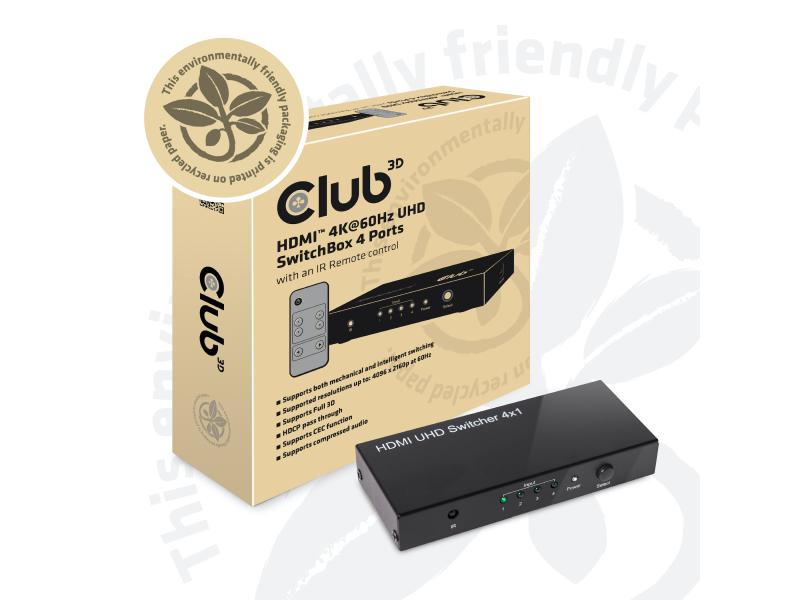 Club 3D Switchbox HDMI 2.0 UHD, 4 Port