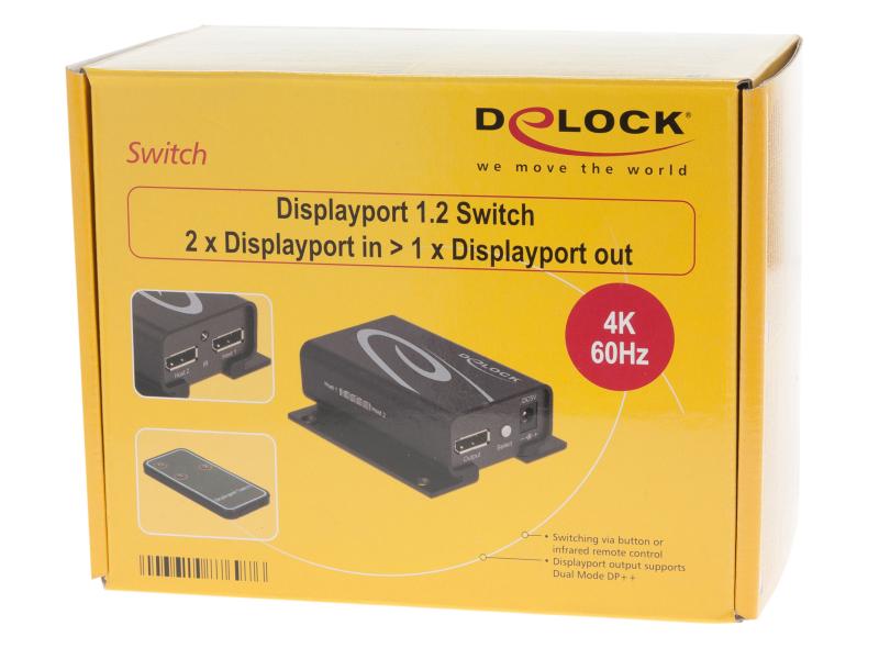 Delock Switchbox Displayport, 2 Port, 4K support