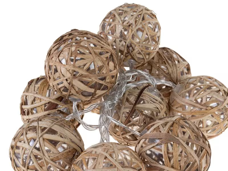 COCON Lichterkette Stroh-Rattan, 175 cm