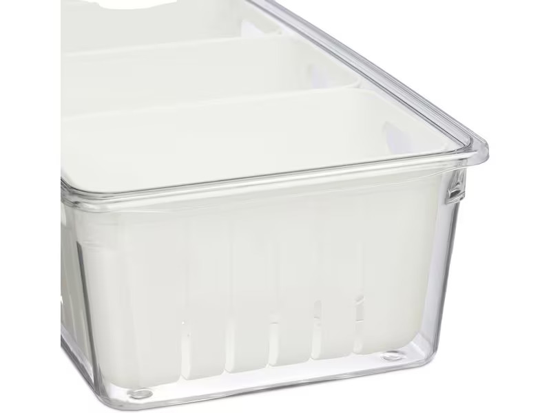 relaxdays Kühlschrankorganizer 600 g, 3 Stück, Transparent/Weiss