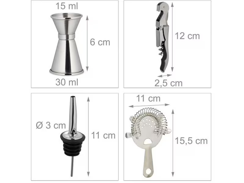 relaxdays Cocktail-Set 680 l, Silber