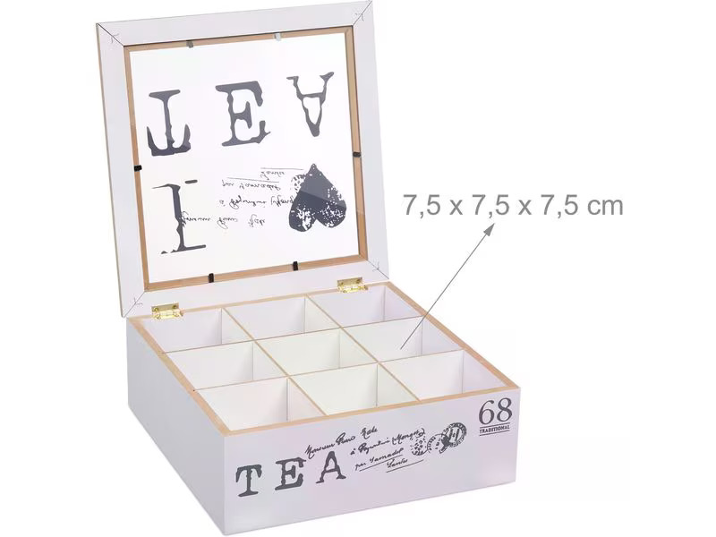 relaxdays Teebeutel-Box Grau/Weiss