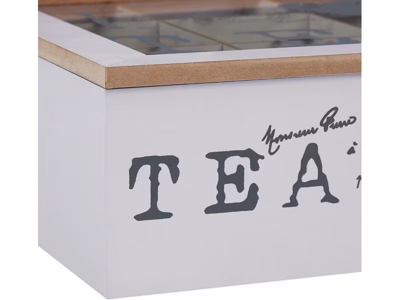 relaxdays Teebeutel-Box Grau/Weiss