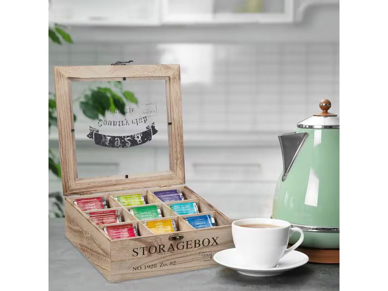 relaxdays Teebeutel-Box Braun