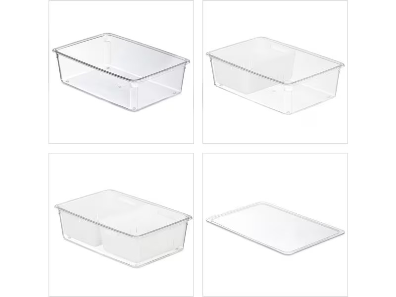 relaxdays Kühlschrankorganizer 800 g, 3 Stück, Transparent/Weiss