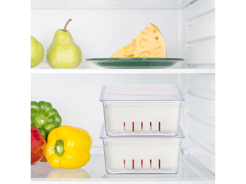 relaxdays Kühlschrankorganizer 800 g, 3 Stück, Transparent/Weiss