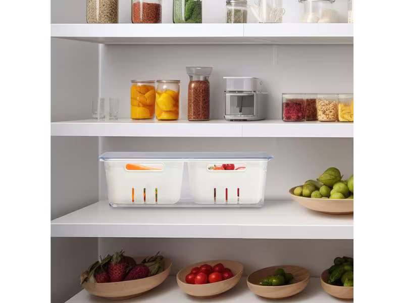 relaxdays Kühlschrankorganizer 800 g, 3 Stück, Transparent/Weiss