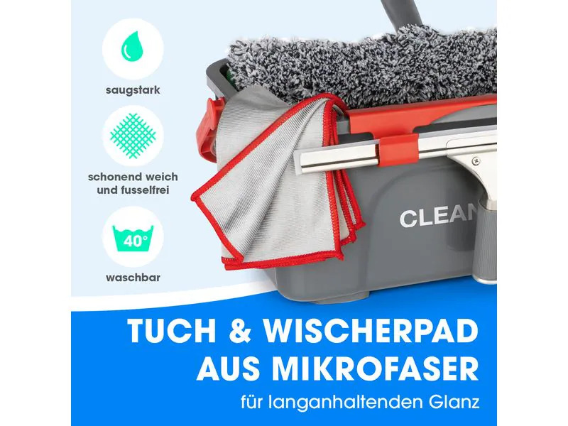 GOURMETmaxx Fensterwischer 7-teilig, Grau/Rot
