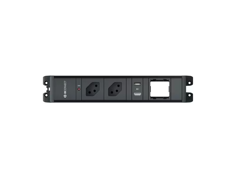 Max Hauri Steckdoseneinheit CUBO 2x T13, USB-A/C, Leermodul Schwarz