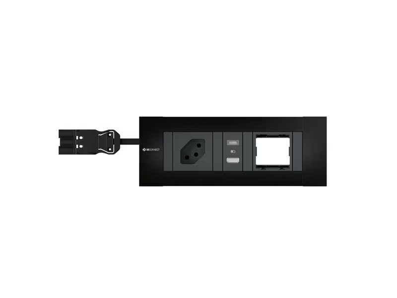 Max Hauri Steckdoseneinheit INTRO2.0 T13, USB-A/C, Leermodul Schwarz