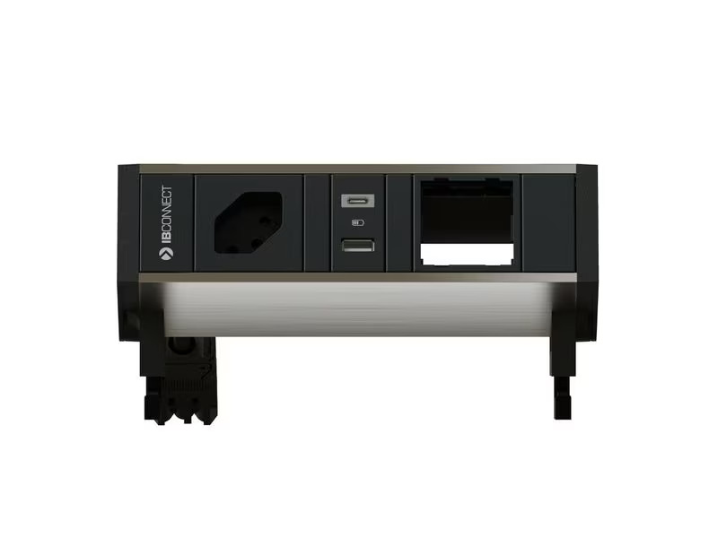 Max Hauri Steckdoseneinheit SUPRA T13, USB-A/C, Leermodul eloxiert