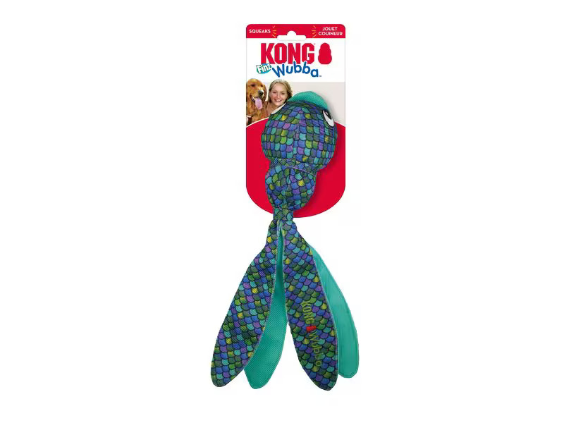 Kong Hunde-Spielzeug Wubba Finz Fisch L, blau