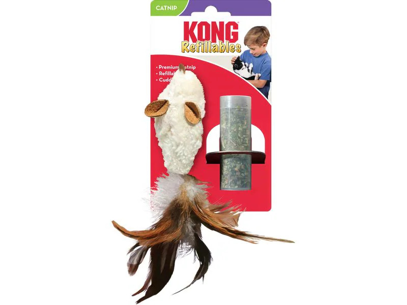 Kong Cat Refillables Plüschmaus mit Federn 12 cm, 40g