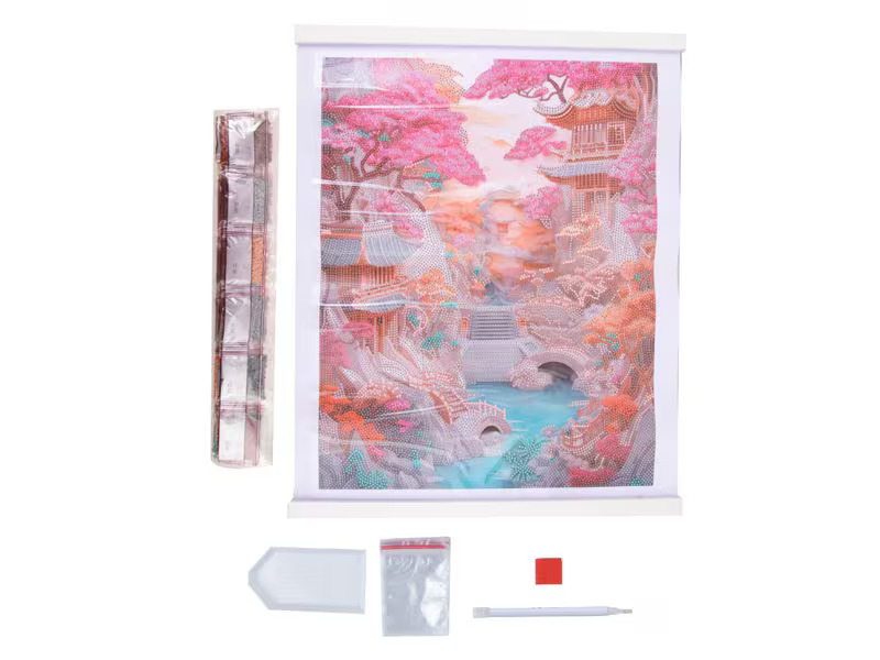 CRAFT Buddy Bastelset Crystal Art Scroll Cherry Blossom Bliss