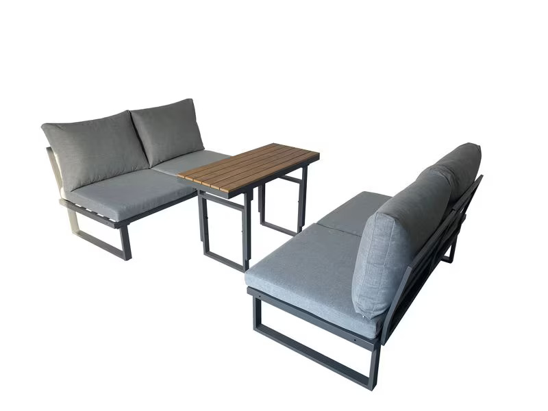 COCON Loungeset Montreux, Anthrazit/Grau, 4 Sitzplätze