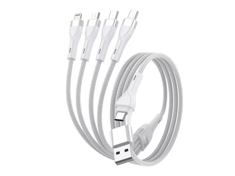 4smarts USB-Ladekabel USB-C/A Multi-Ladekabel 4in2 1.2 m, Weiss
