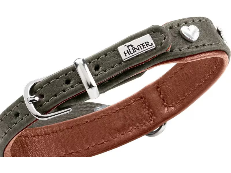 Hunter Halsband München Mini 27/XXS-XS, Rindsleder, Grün/Cognac