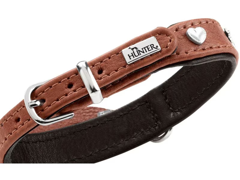 Hunter Halsband München Mini 27/XXS-XS, Rindsleder, Cognac/Schwarz