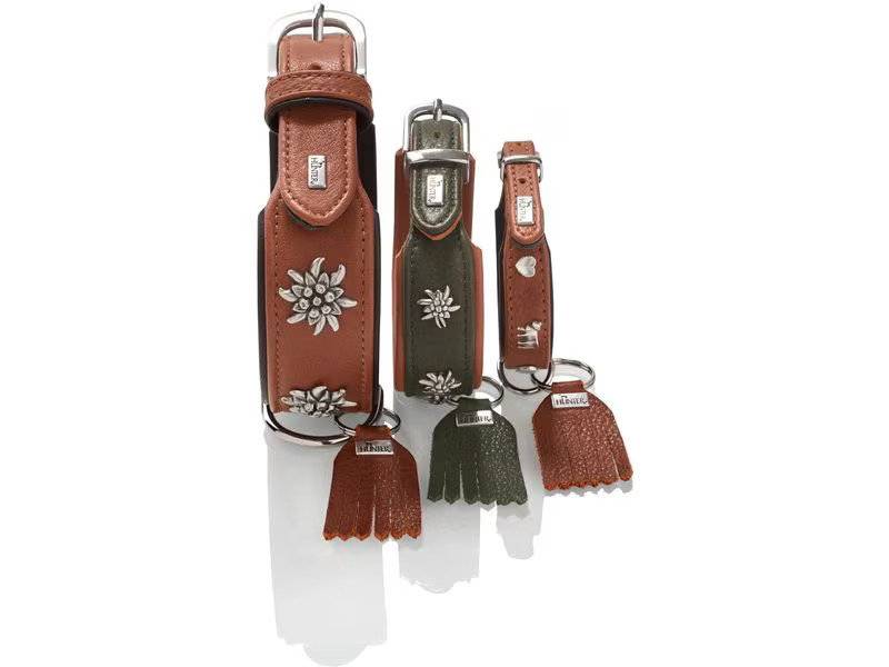Hunter Halsband München Mini 27/XXS-XS, Rindsleder, Cognac/Schwarz