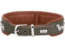Hunter Teckel-Halsband München 32/XS, Rindsleder, Grün/Cognac