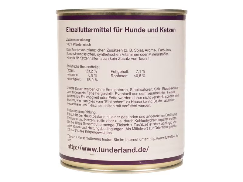 Lunderland Nassfutter Pferdefleisch, 800 g
