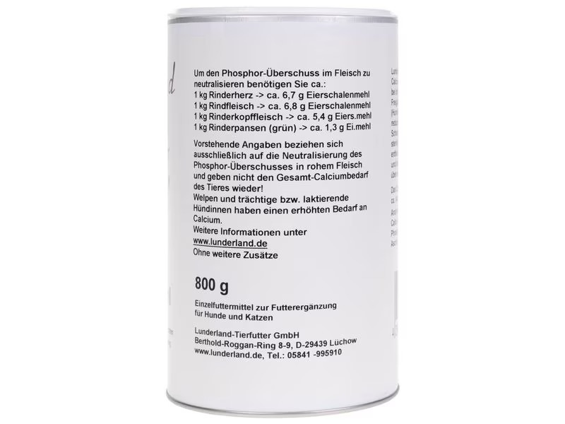 Lunderland Hunde-Nahrungsergänzung Bio-Eierschalenmehl, 800 g