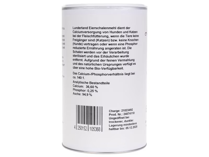 Lunderland Hunde-Nahrungsergänzung Bio-Eierschalenmehl, 800 g