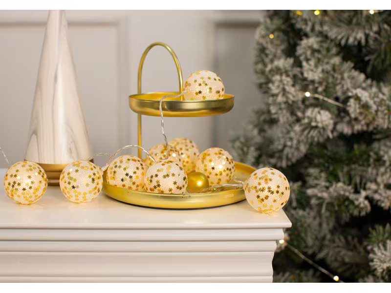 Dameco LED-Lichterkette Kugel, 10 Lampen, 150 cm, Gold