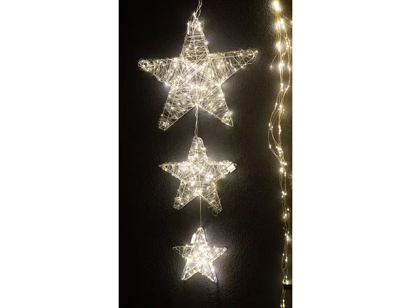 Dameco LED-Figur Stern, 80 LEDs, 5 x 25 cm, Silber