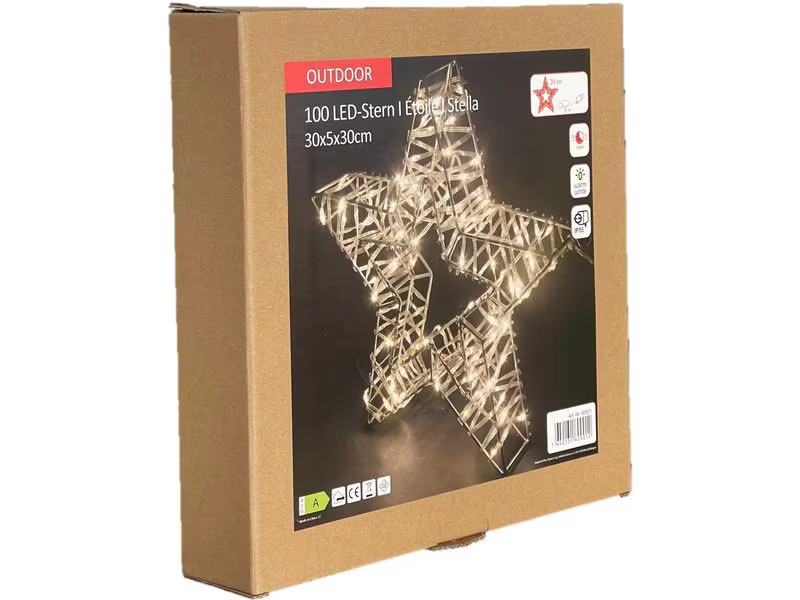 Dameco LED-Figur Stern, 100 LEDs, 5 x 30 cm, Silber